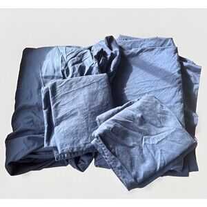 RV Queen Camper Microfiber Sheet Set Navy Blue Fitted Flat 2 Pillow Cases, Clean